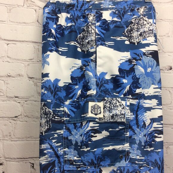 Chaps Swim Trunks Men’s Sz XL Blue Great Lake Print Brief Lined Pockets NWT $50 - Picture 6 of 9